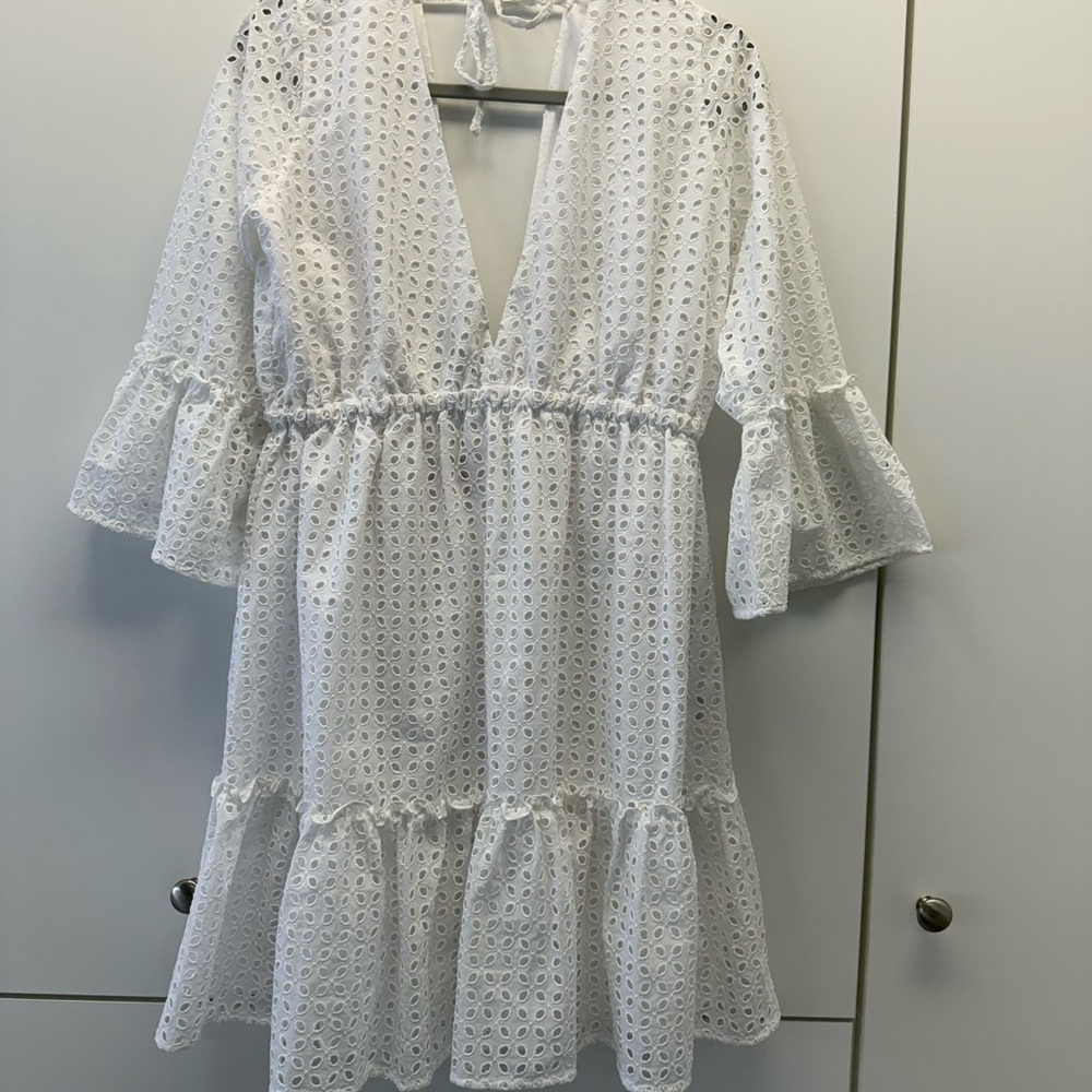 White Eyelet Dress with Ruffle Sleeves MC2 St Barths